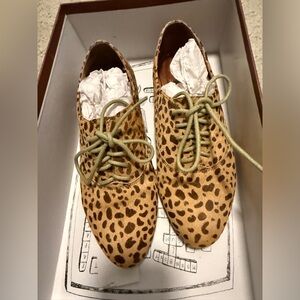 Jeffrey Campbell Leopard Print Lace-Up Women's Oxfords - Tan